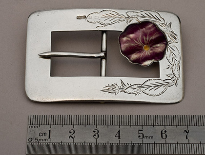 Antique Silver and Mother of Pearl Belt Buckle